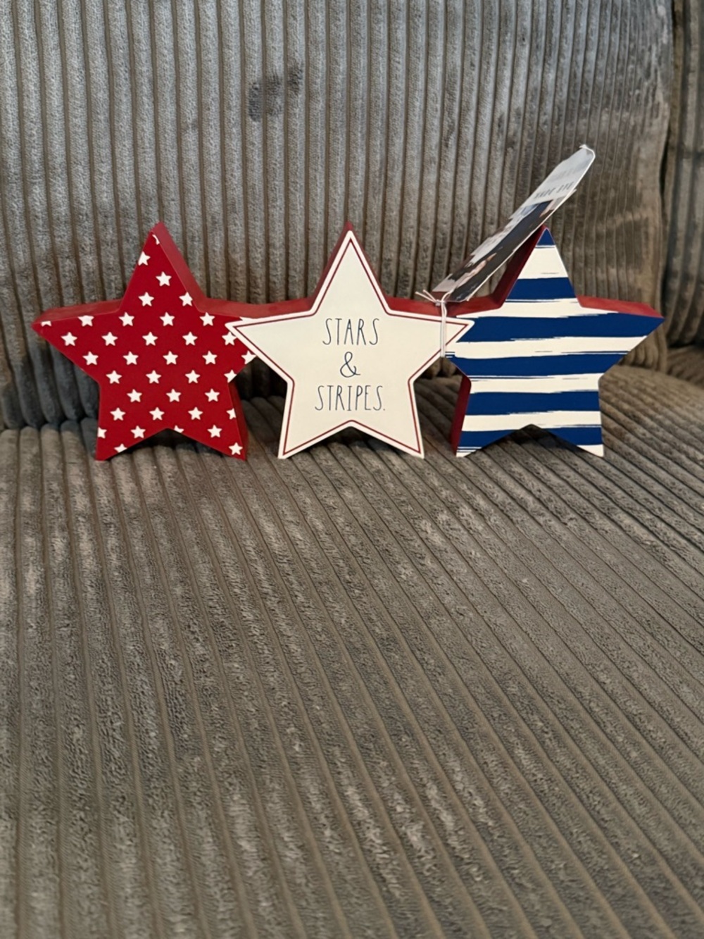 Rae Dunn Patriotic Wooden Star Trio in Red, White, Blue